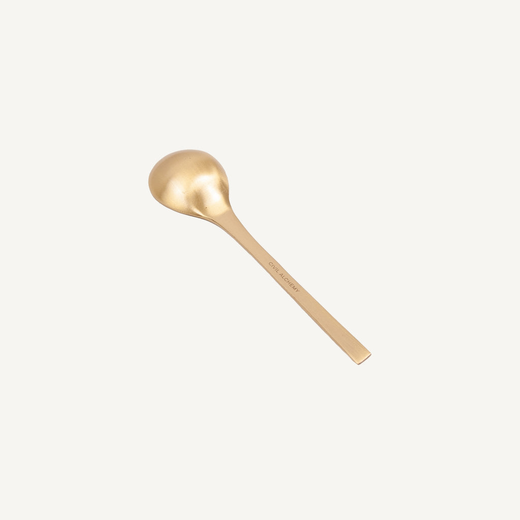 Medium Size Solid Brass Spoon Made by Civil Alchemy at Golden Rule Gallery