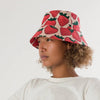 Model in Strawberry Print Bucket Hat