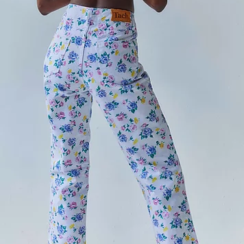 Floral Print High Waisted Denim Pants | Tach Clothing | Sustainable Fashion | Kiki Denim Pant | MPLS Sustainable Clothing | Golden Rule Gallery | Excelsior, MN