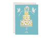 Pretty tiered wedding cake with dove greeting card by Red Cap Cards