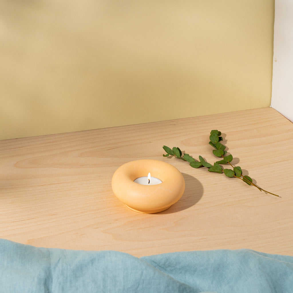 Big O Candleholder | Peach Ceramic Tea Light Holder | Golden Rule Gallery | Excelsior, MN