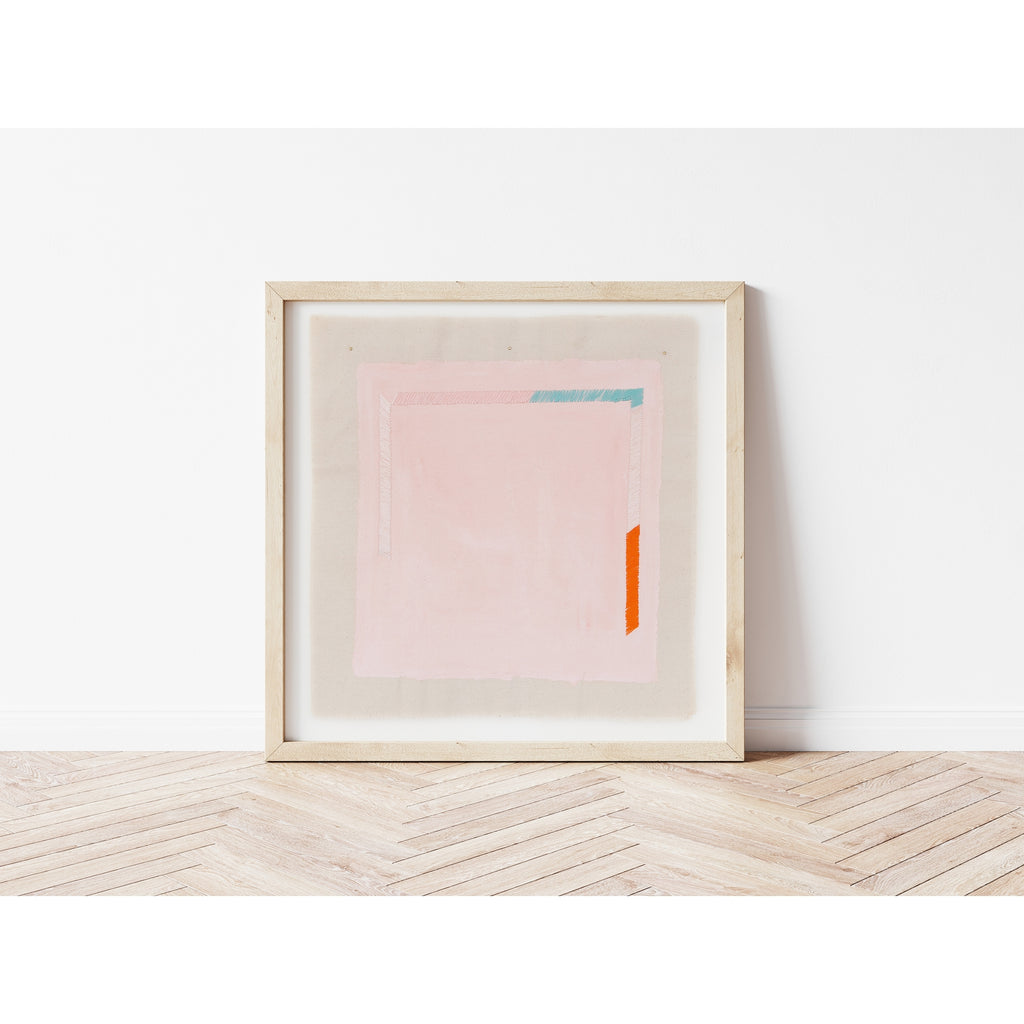Modern Abstract Pink and Orange Colorful Print | Golden Rule Gallery | Emily Keating Snyder Artwork | Excelsior, MN | Pastel Pink Abstract Art Prints | "Pink With Turquoise Orange" Archival Fine Art Print