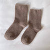 Frappe Brown Fuzzy Cloud Socks by Le Bon Shoppe at Golden Rule Gallery