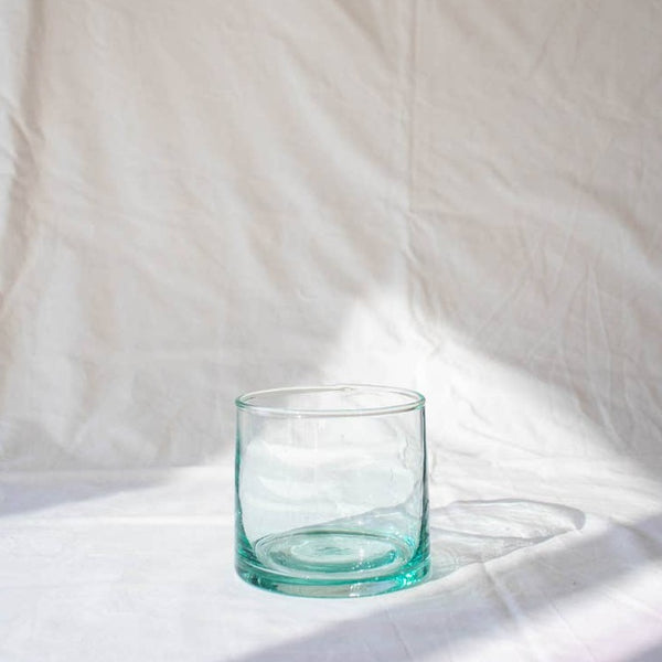 Blue Tint Small Moroccan Glass Votive Candle Holder
