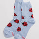Ladybug Print Baggu Crew Socks in Blue