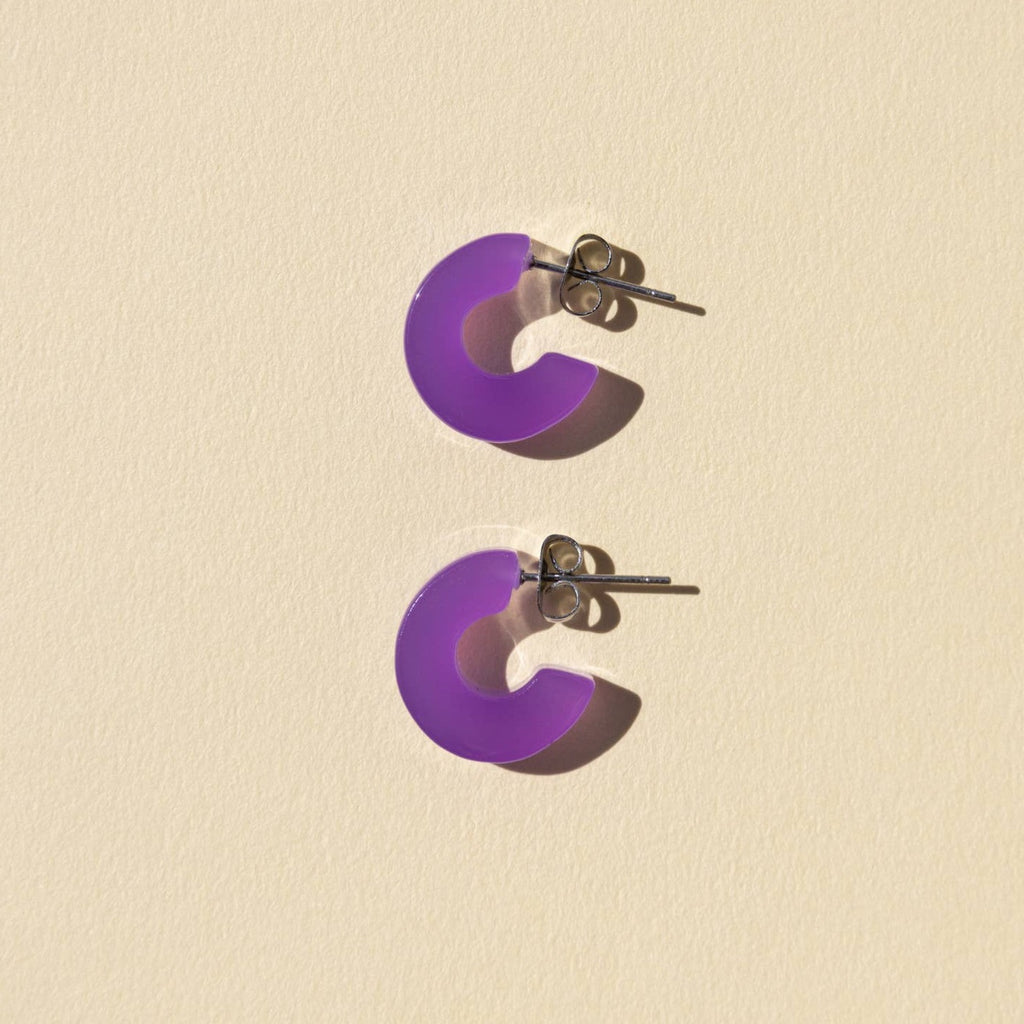 Mali Hoop Earrings in Lilac Dark Purple by Nat + Noor