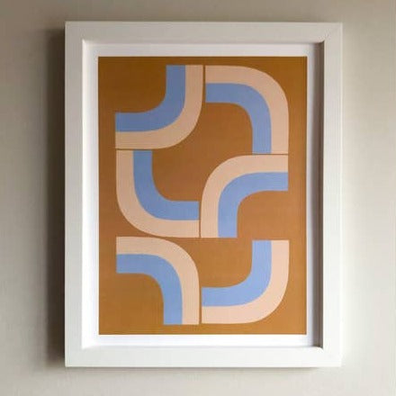 Modern abstract shape art print on sale at Golden Rule Gallery