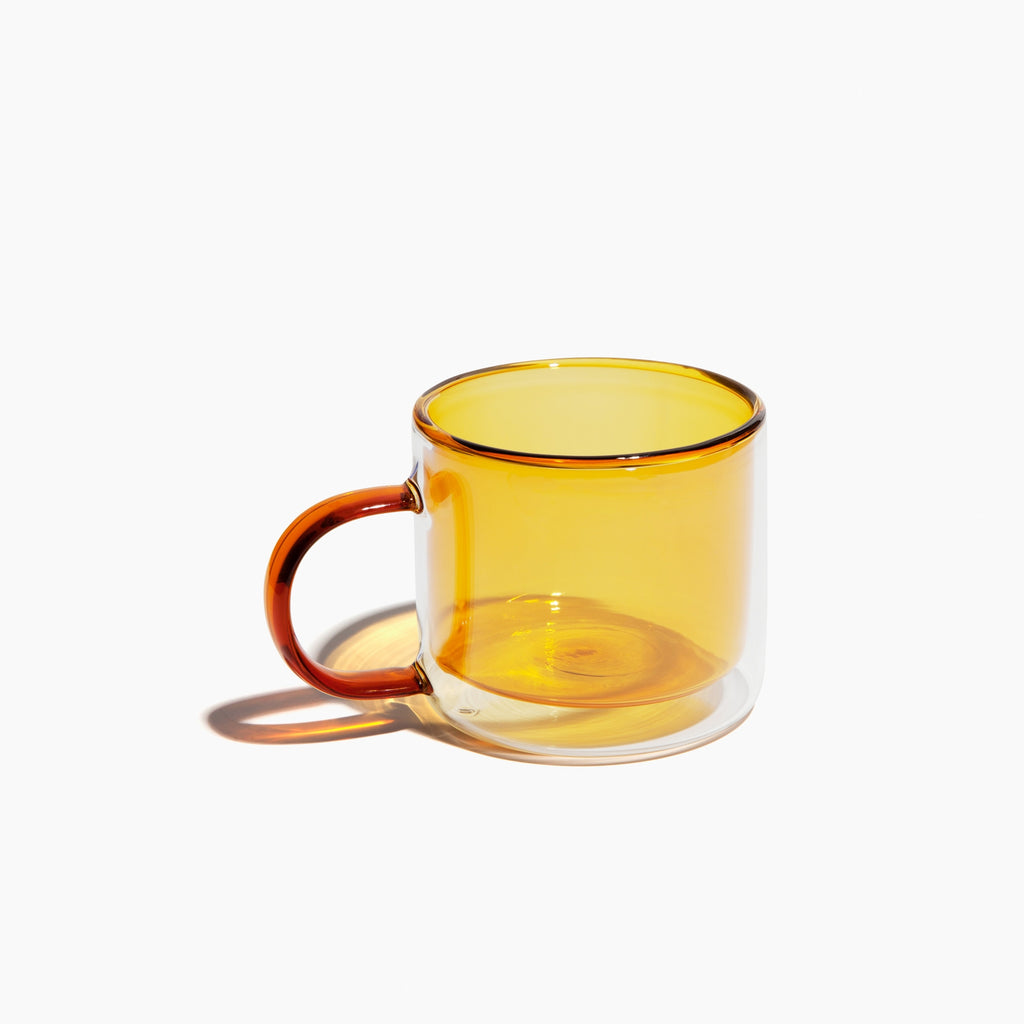 Double Wall Glass Mug in Amber Orange by Poketo