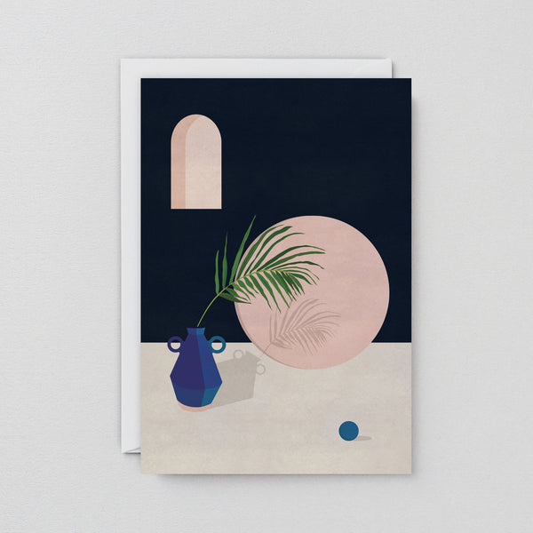 Blue Vase and Leaf Art Card | Modern Art Card | Wrap Cards | Art Greeting Card | Golden Rule Gallery | Excelsior, MN