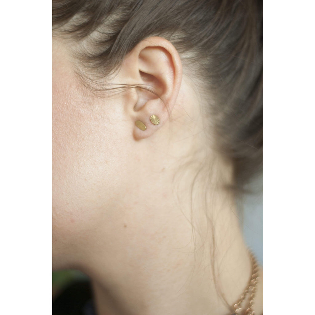 Tiny Starburst Oval Studs | Oval Stud Earrings | Michelle Starbuck Designs | Golden Rule Gallery | Excelsior, MN