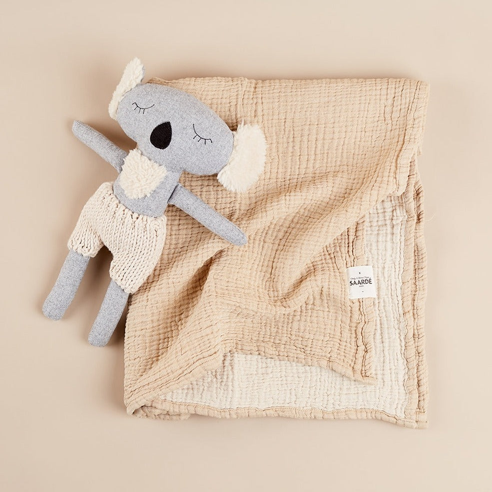 Enes Crinkle Baby Blanket in Sand/Clay | Saardé | Baby Blanket | Golden Rule Gallery | Excelsior, MN
