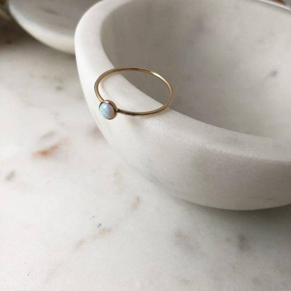 Opal Sterling Silver Dainty Ring