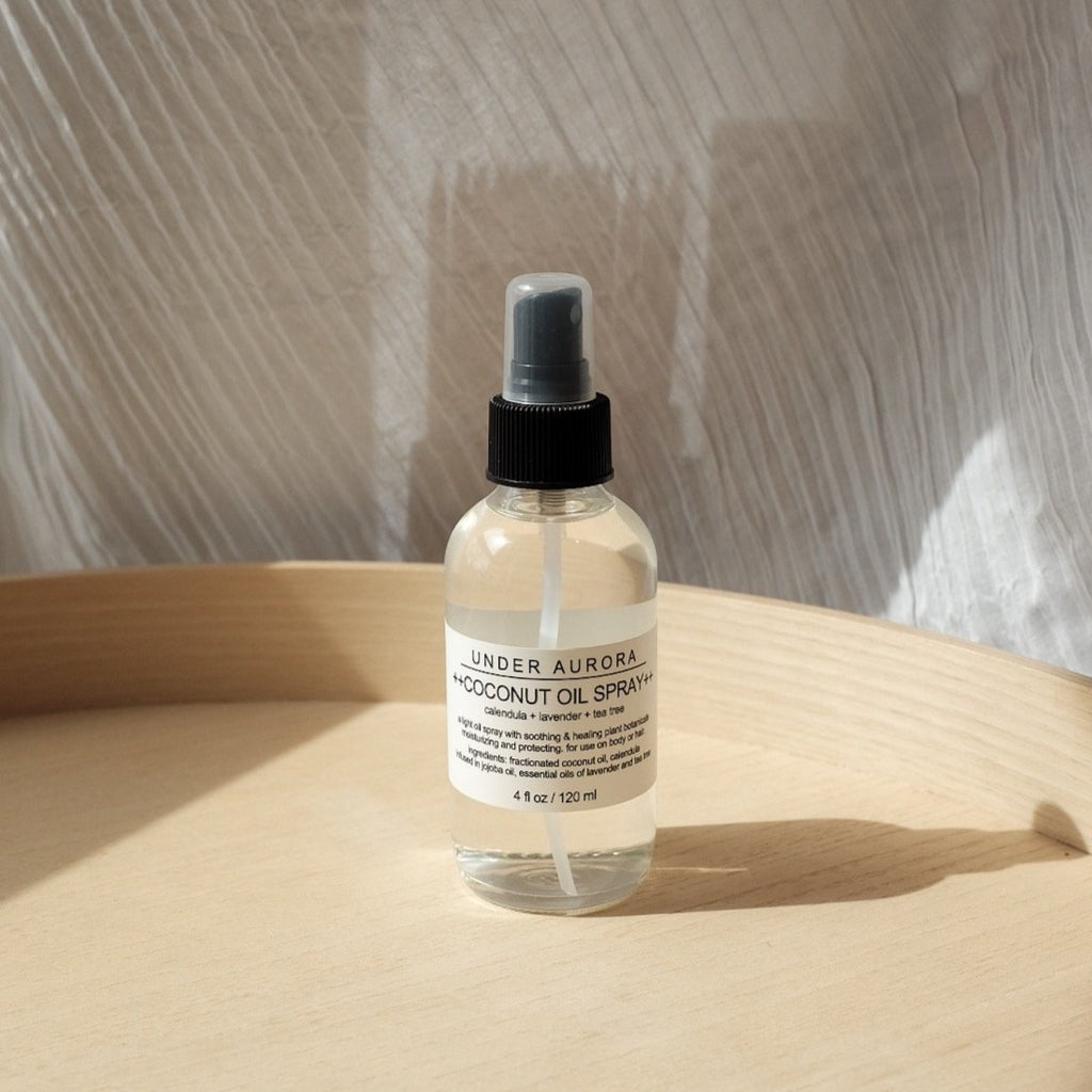 Coconut Oil Spray with Tea Tree Essential Oils by Under Aurora at Golden Rule Gallery in MPLS