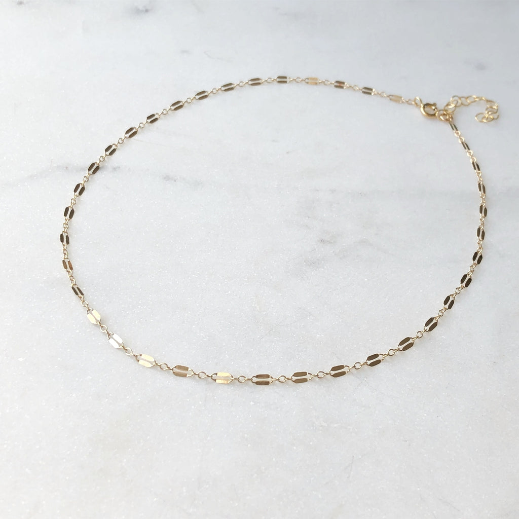 Sylvie Dainty Gold Choker Chain by Token Jewelry at Golden Rule Gallery in Excelsior, MN