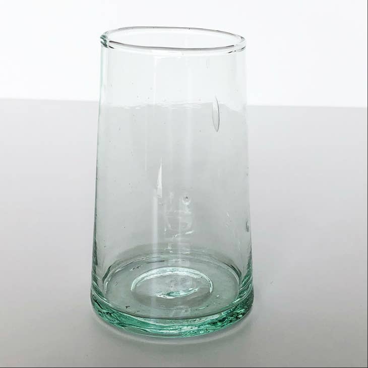 Handblown Recycled Glass High Ball Glasses 8 oz - Aquamarine Kiss
