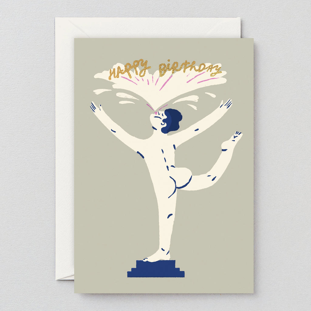 Naked Statue Birthday Greeting Card by Wrap