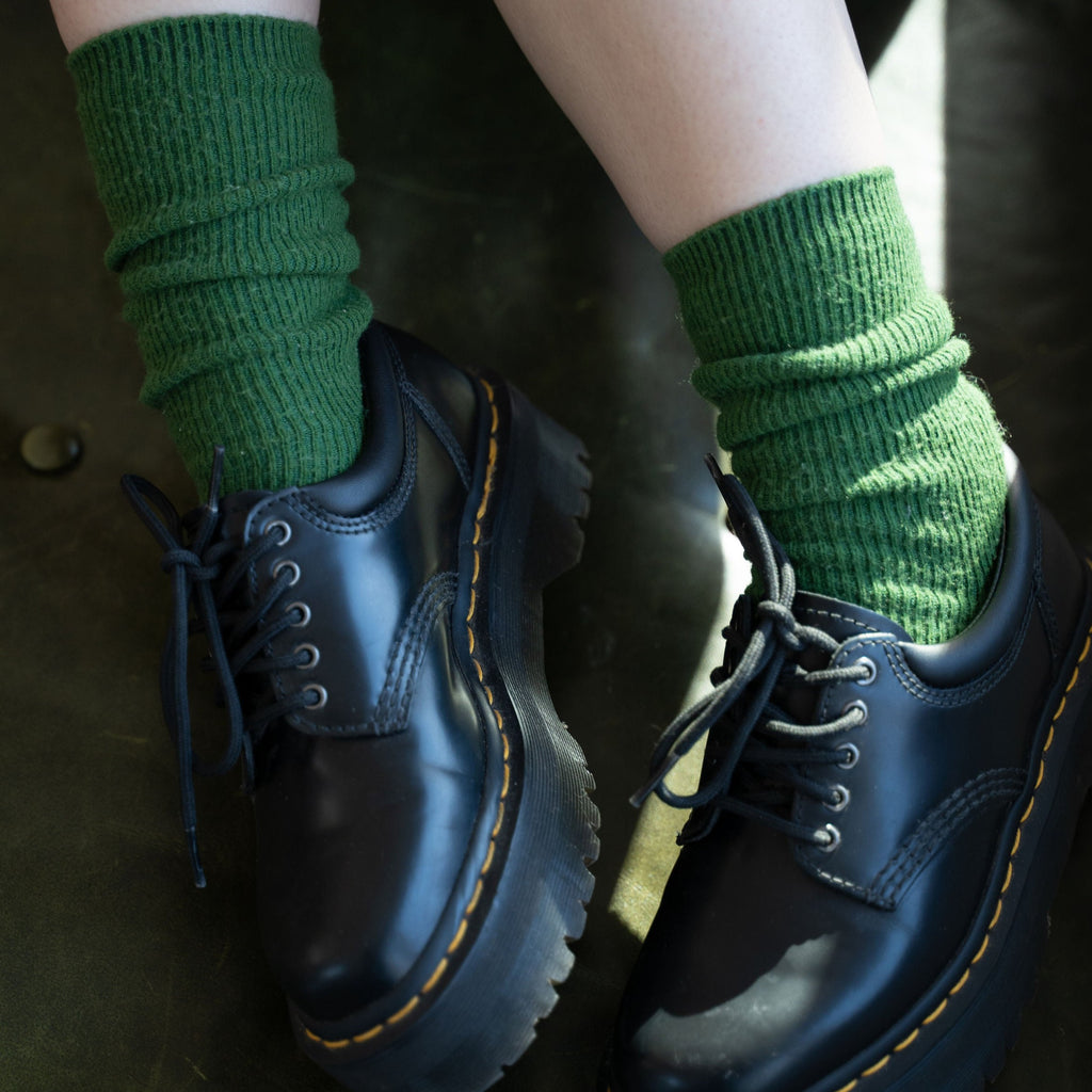 Grandpa Le Bon Shoppe Socks | Cashmere and Wool Blend Boot Socks | Ribbed Avocado Green Socks | Golden Rule Gallery | Excelsior | Lake Minnetonka | Minnesota
