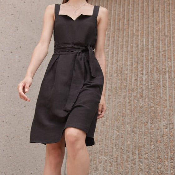 Eve Gravel Noir Linen Wrap Dress at Golden Rule Gallery 