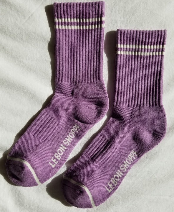Grape Purple Ribbed Tube Socks at Golden Rule Gallery
