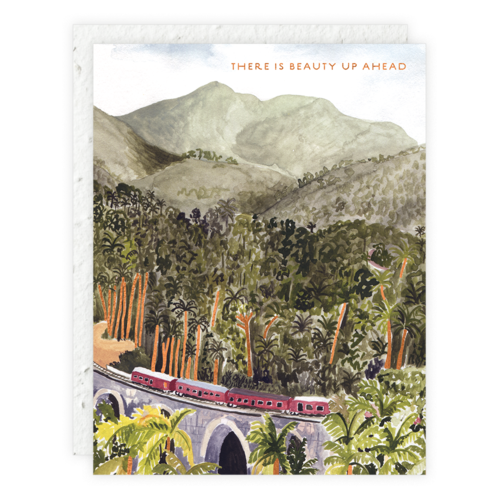 Beauty Up Ahead Mountain Card | There Is Beauty Up Ahead Card | Mountain Art Card | Seedlings | Golden Rule Gallery | Excelsior, MN