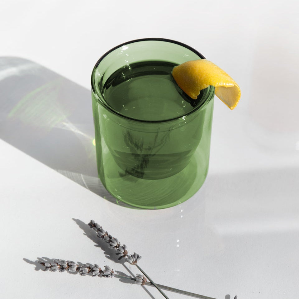 Colored Green YIELD Cup of Glass Sold at Golden Rule Gallery