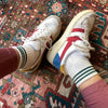 Egret Green Short Striped Tube Socks by Le Bon Shoppe at Golden Rule Gallery in MPLS