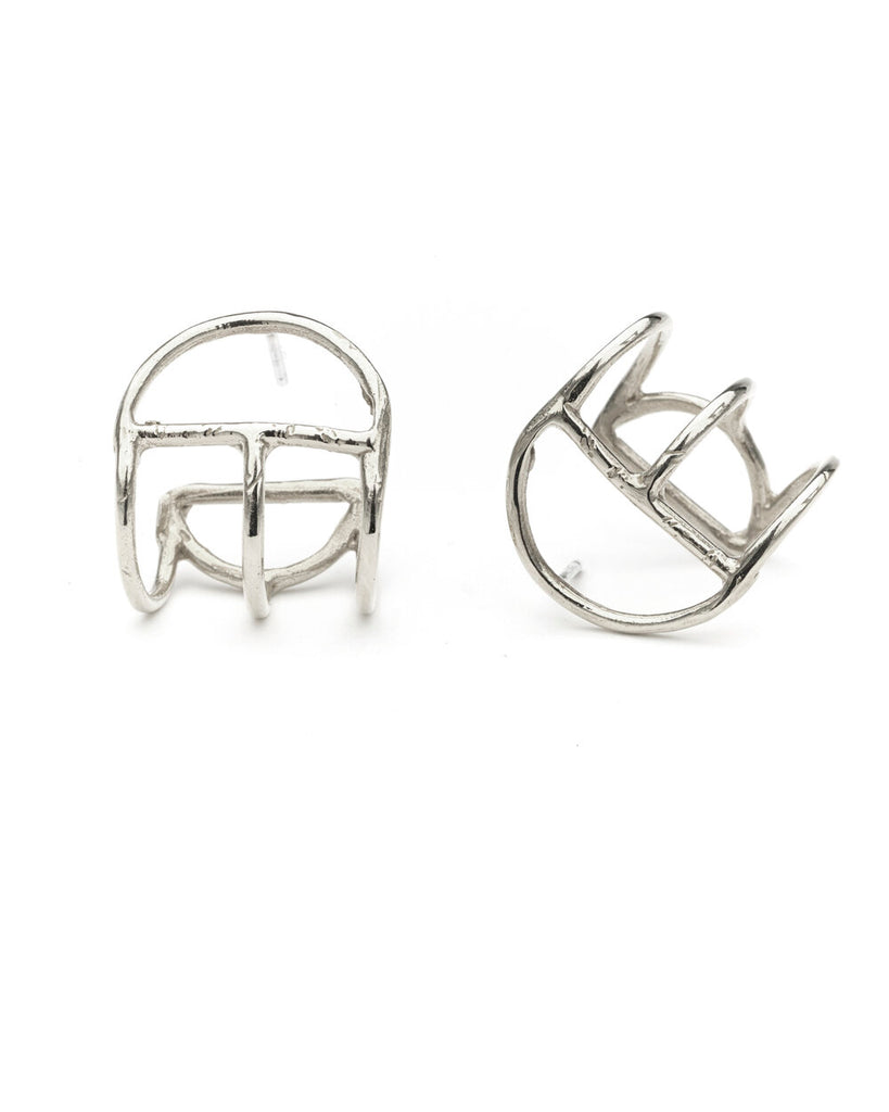 Silver Crescent Cage Earrings by Odette New York