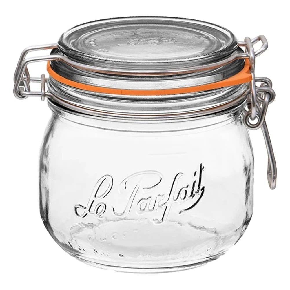 Curved French Glass Storage Jar with Airtight Rubber Seal at Golden Rule Gallery