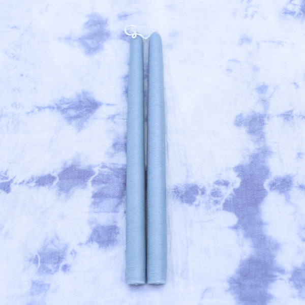 Dusty Blue Taper Candles | Mole Hollow Candles | Pair of Blue Taper Candles 