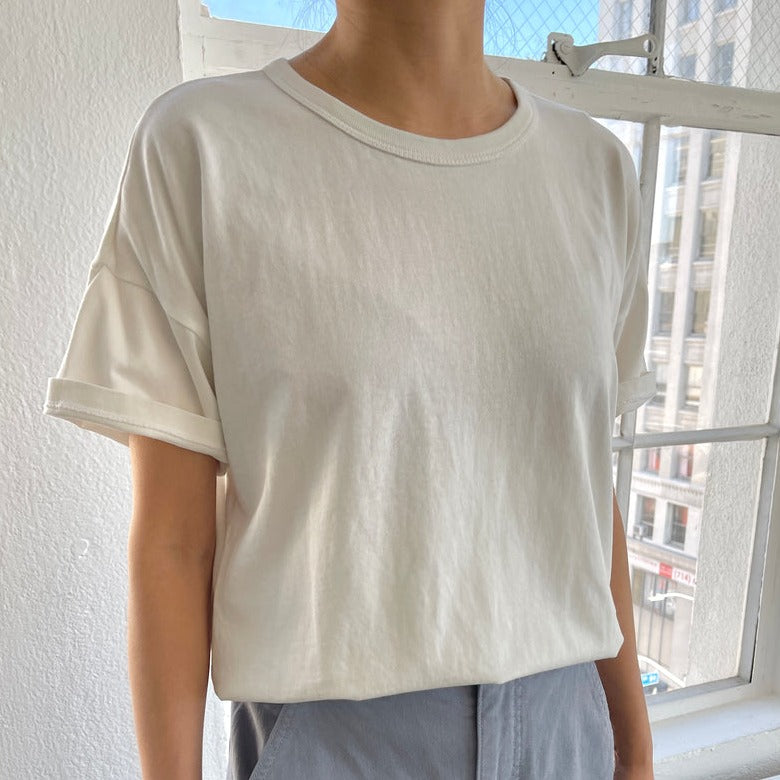 Everyday White Tee Shirt Her Tee in Classic White by Le Bon Shoppe at Golden Rule Gallery in Excelsior, MN