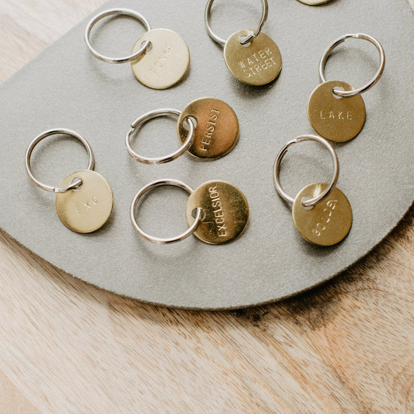 Custom Brass Stamped Key Chain at Golden Rule Gallery