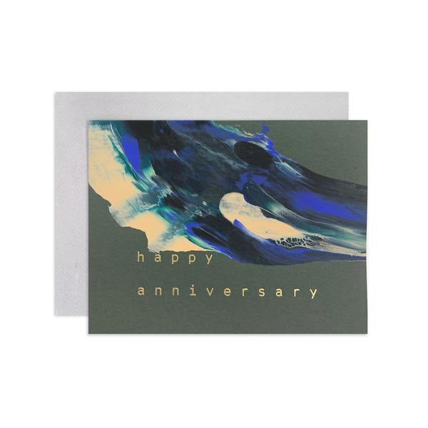 Hand Painted Anniversary Swirl Greeting Card