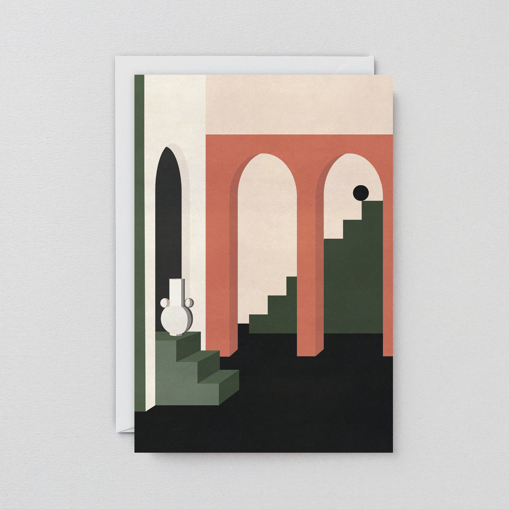 Green Steps Art Card | Wrap Magazine | Golden Rule Gallery | Excelsior, MN | Abstract Architecture Greeting Card