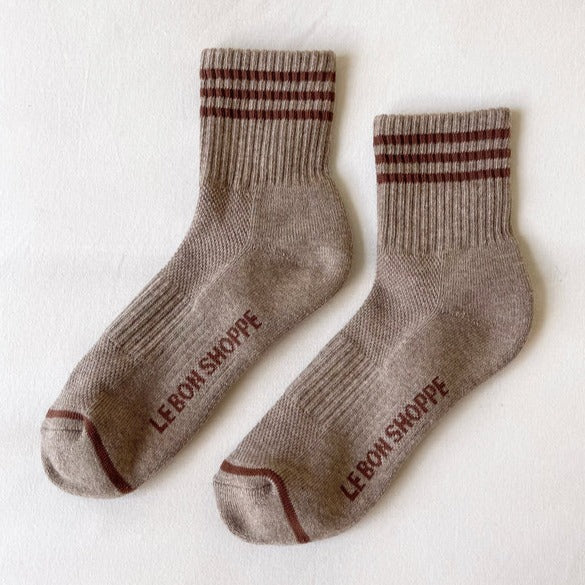 Hazelwood Brown Striped Tube Socks by Le Bon Shoppe at Golden Rule Gallery