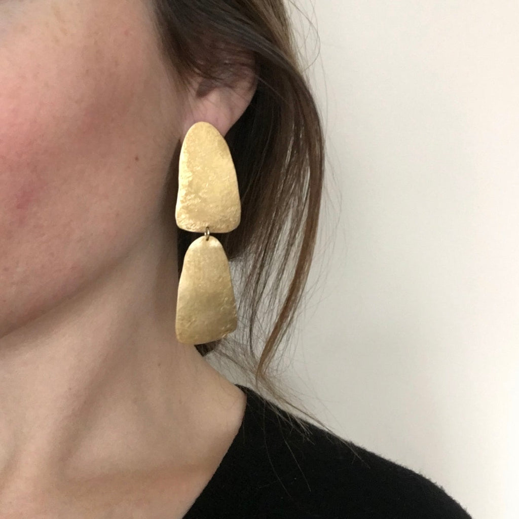 Textured Brass Statement Earrings | Hill Brass Earrings | Hand Crafted Brass Jewelry | Ann Erickson Jewelry | Minnesota Artists | Golden Rule Gallery | Excelsior, MN 