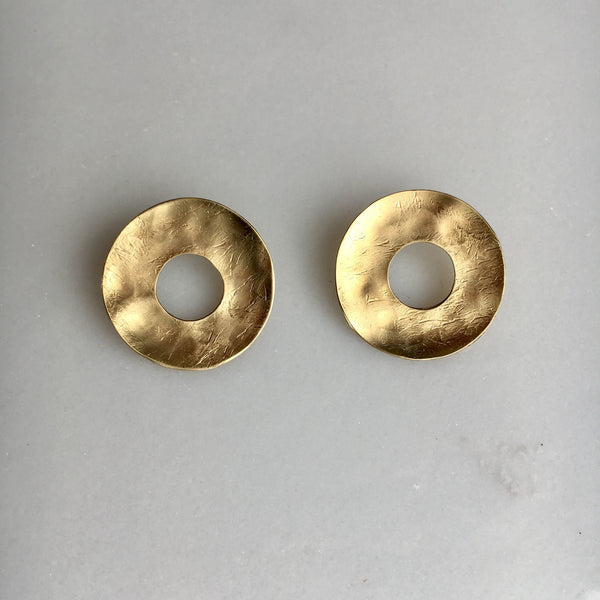 Solera Brass Circle Earrings Made by Local MPLS Artist Ann Erickson at Golden Rule Gallery
