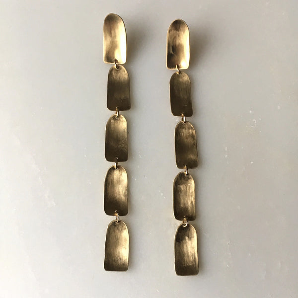 Dusk Earrings | Ann Erickson | Brass Statement Earrings | Brass and Silver Earrings | Golden Rule Gallery | Excelsior, MN