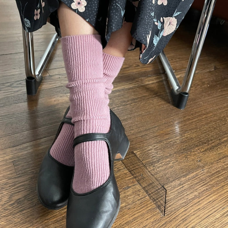 Pale Lilac Cashmere Blend Wool Boot Socks | Pastel Ribbed Boot Socks | Golden Rule Gallery | Excelsior | MInnesota
