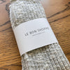 Close Up of Heather Grey Cottage Socks by Le Bon Shoppe
