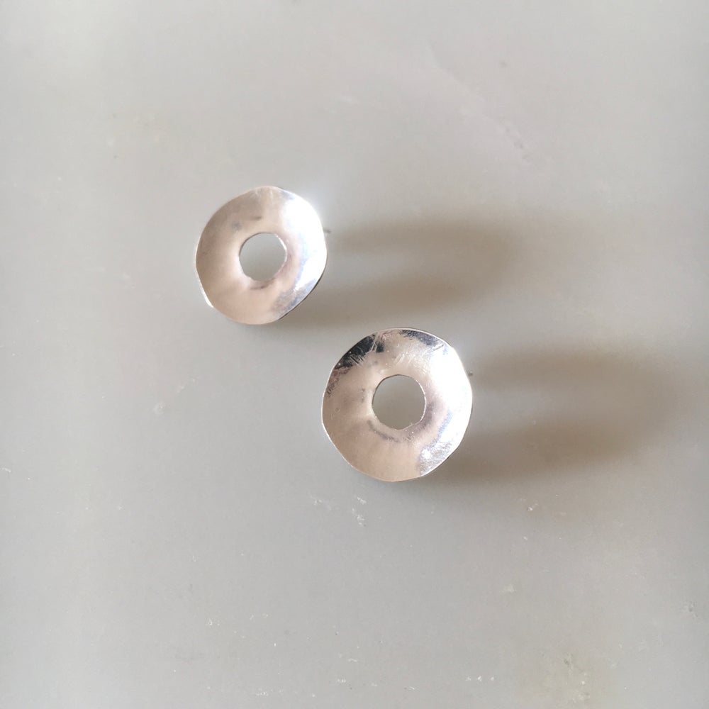 Sterling Silver Circle Earrings by Local MPLS Artist Ann Erickson at Golden Rule Gallery in Excelsior, MN