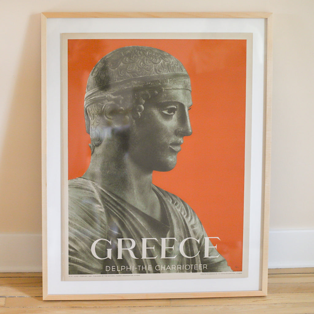 Vintage Original Greece Delphi the Charioteer Poster | Vintage 50s Greece Archaeological Museum Travel Poster | Golden Rule Gallery | Excelsior, MN