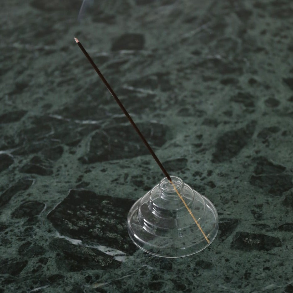 Clear Glass Meso Incense Holder | YIELD | Glass Incense Holder | Golden Rule Gallery | Excelsior, MN