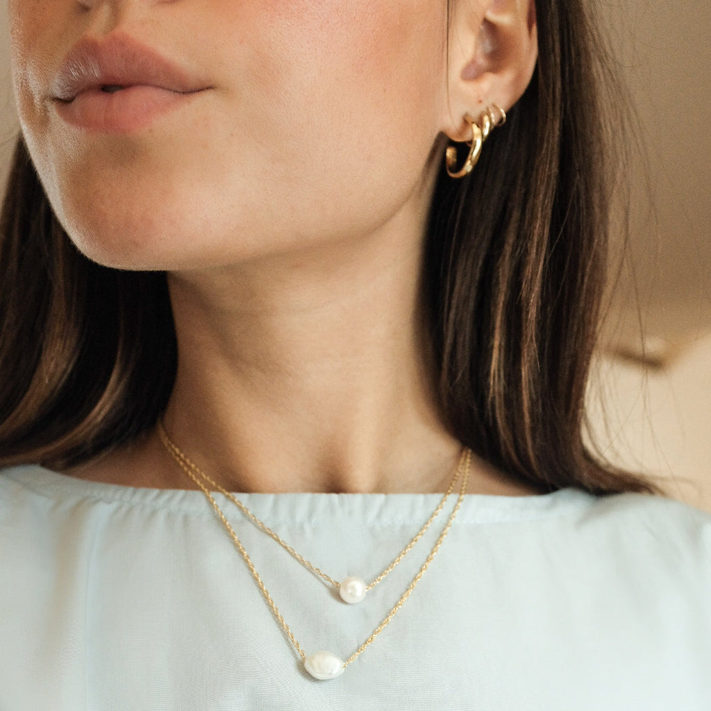 Dainty Gold Pearl Necklaces at Golden Rule Gallery in Excelsior, MN