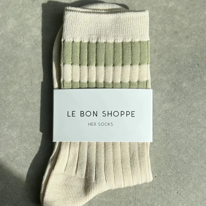 Guacamole Varsity Stripe Her Socks by Le Bon Shoppe