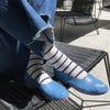 Breton Stripe Navy Wally Sneaker Socks by Le Bon Shoppe