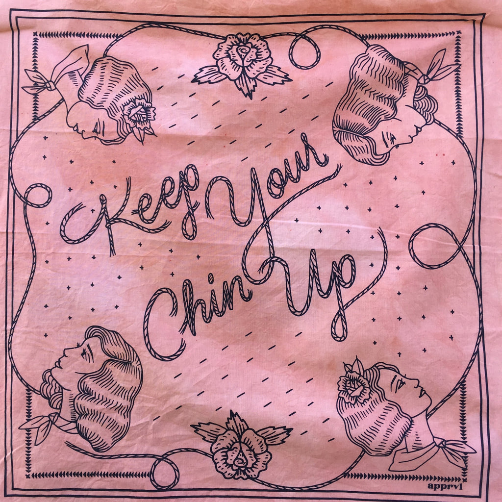Apprvl Pink Bandana | Keep Your Chin Up | Pink Hand Dyed Bandanas | Golden Rule Gallery | Excelsior, MN