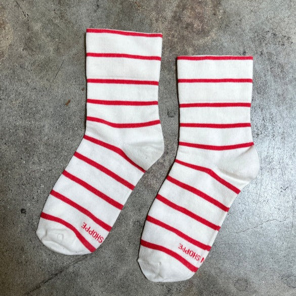 Candy Cane Red Stripe Wally Socks by Le Bon Shoppe at Golden Rule Gallery