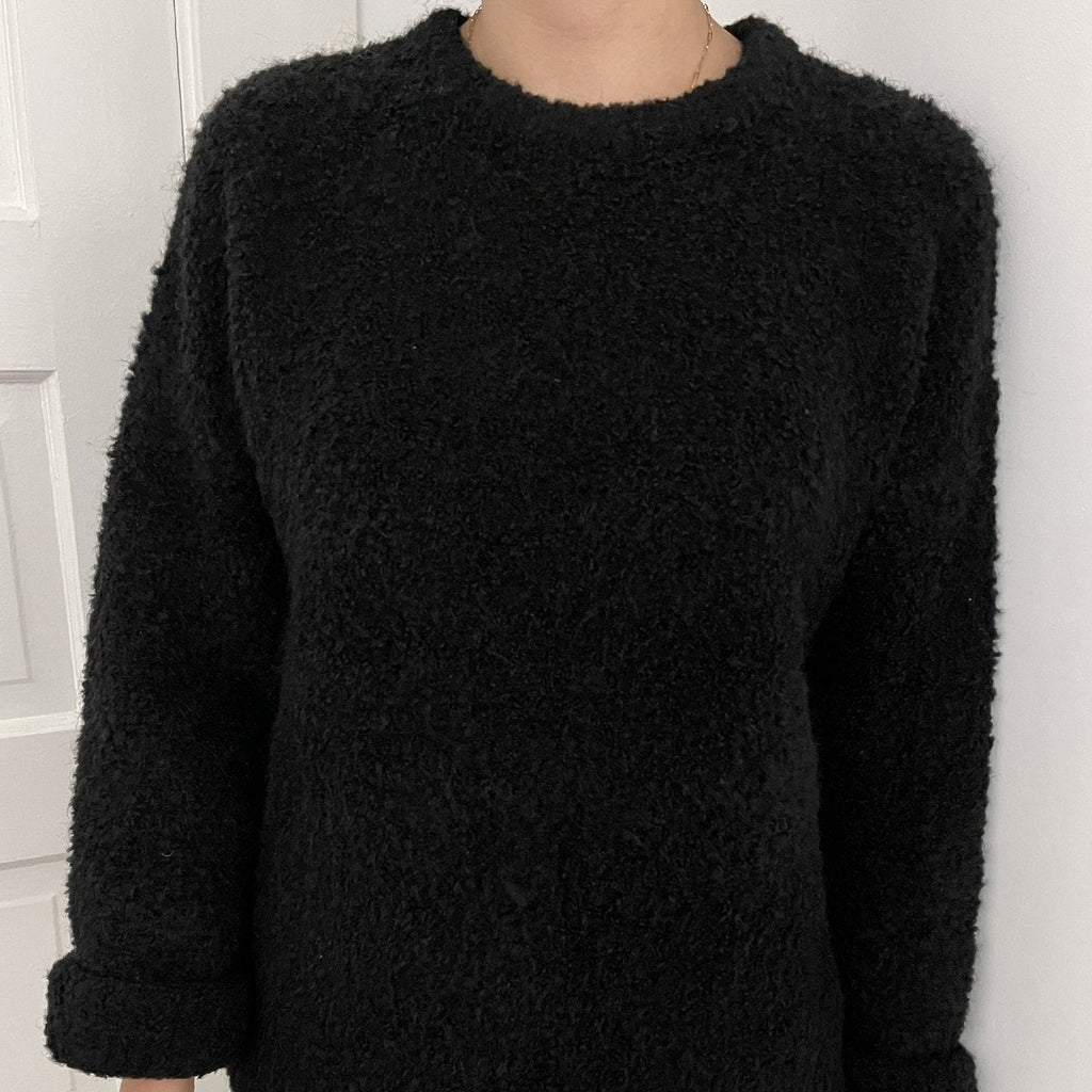 Envie Sweater in Black | Noir Envie Sweater | Oversized Fuzzy Sweater | Le Bon Shoppe | Golden Rule Gallery | Excelsior, MN | Noir Black Sweater | Fuzzy Oversized Black Sweater | Crew Neck Oversized Sweater