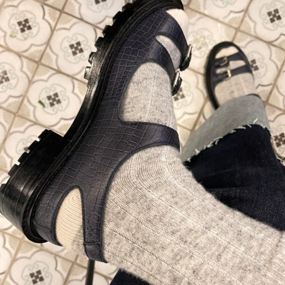 Grey Melange Cashmere Tall Socks by Le Bon Shoppe