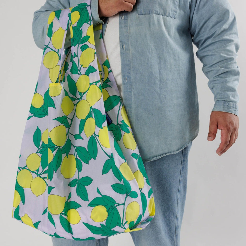 Large Lemon Tree Print Reusable Shopping Bag Baggu at Golden Rule Gallery